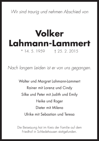 Traueranzeige von Volker Lahmann-Lammert von Neue Osnabrücker Zeitung GmbH & Co. KG