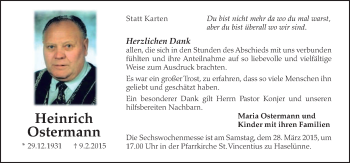 Traueranzeige von Heinrich Ostermann von Neue Osnabrücker Zeitung GmbH & Co. KG