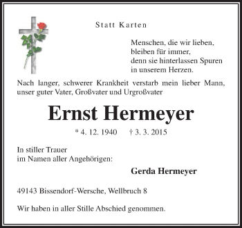 Traueranzeige von Ernst Hermeyer von Neue Osnabrücker Zeitung GmbH & Co. KG