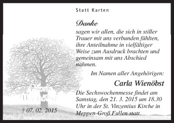 Traueranzeige von Alfons Wienöbst von Neue Osnabrücker Zeitung GmbH & Co. KG