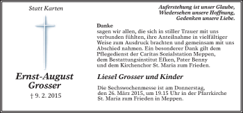 Traueranzeige von Ernst-August Grosser von Neue Osnabrücker Zeitung GmbH & Co. KG