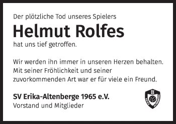 Traueranzeige von Helmut Rolfes von Neue Osnabrücker Zeitung GmbH & Co. KG