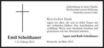 Traueranzeige von Emil Scheithauer von Neue Osnabrücker Zeitung GmbH & Co. KG
