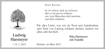 Traueranzeige von Ludwig Harmeyer von Neue Osnabrücker Zeitung GmbH & Co. KG