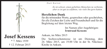 Traueranzeige von Josef Kessens von Neue Osnabrücker Zeitung GmbH & Co. KG