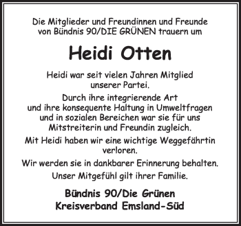 Traueranzeige von Heidi Otten von Neue Osnabrücker Zeitung GmbH & Co. KG