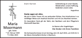 Traueranzeige von Maria Moormann von Neue Osnabrücker Zeitung GmbH & Co. KG
