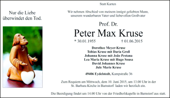 Traueranzeige von Peter Max Kruse von Neue Osnabrücker Zeitung GmbH & Co. KG