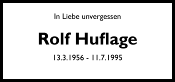 Traueranzeige von Rolf Huflage von Neue Osnabrücker Zeitung GmbH & Co. KG