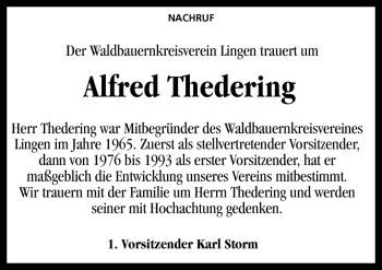 Traueranzeige von Alfred Thedering von Neue Osnabrücker Zeitung GmbH & Co. KG