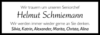 Traueranzeige von Helmut Schmiemann von Neue Osnabrücker Zeitung GmbH & Co. KG