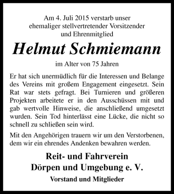 Traueranzeige von Helmut Schmiemann von Neue Osnabrücker Zeitung GmbH & Co. KG
