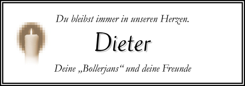  Traueranzeige für Dieter  vom 14.08.2015 aus Neue Osnabrücker Zeitung GmbH & Co. KG