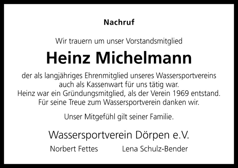  Traueranzeige für Heinz Michelmann vom 27.08.2015 aus Neue Osnabrücker Zeitung GmbH & Co. KG