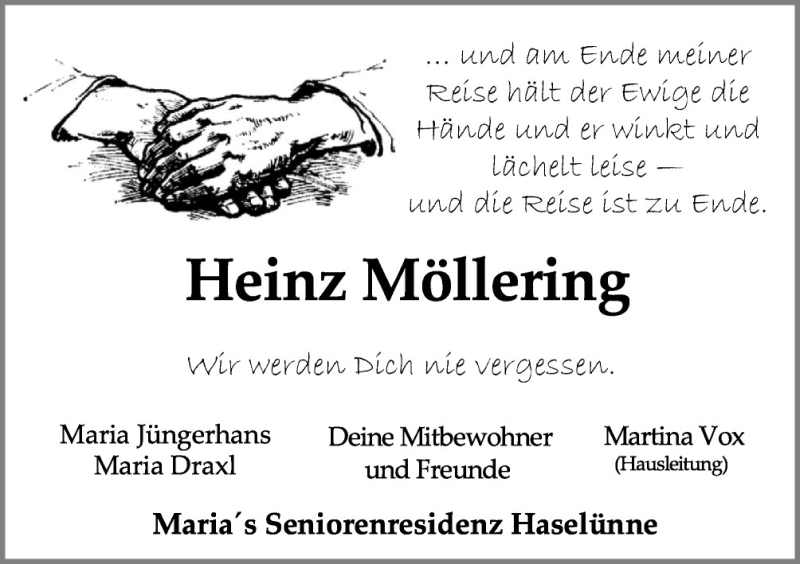  Traueranzeige für Heinz Möllering vom 18.09.2015 aus Neue Osnabrücker Zeitung GmbH & Co. KG