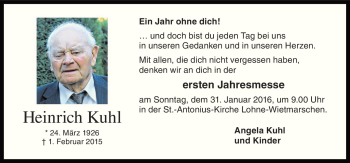 Traueranzeige von Heinrich Kuhl von Neue Osnabrücker Zeitung GmbH & Co. KG