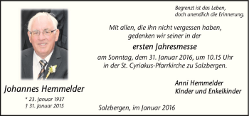 Traueranzeige von Johannes Hemmelder von Neue Osnabrücker Zeitung GmbH & Co. KG