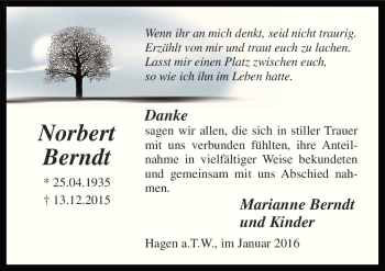 Traueranzeige von Norbert Berndt von Neue Osnabrücker Zeitung GmbH & Co. KG
