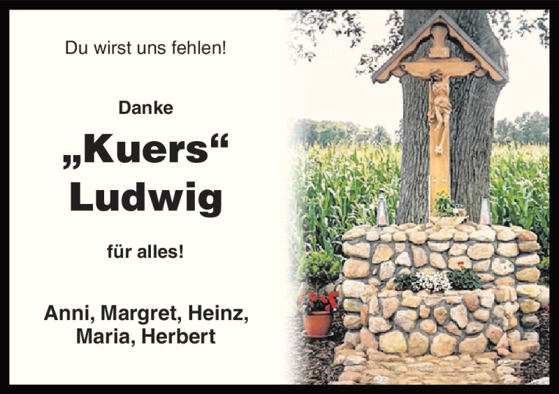  Traueranzeige für Ludwig  vom 09.01.2016 aus Neue Osnabrücker Zeitung GmbH & Co. KG