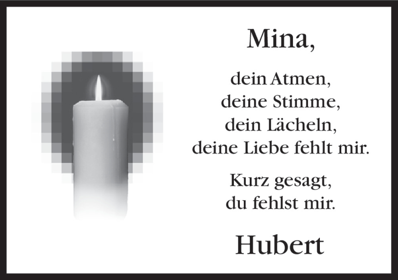  Traueranzeige für Mina  vom 02.01.2016 aus Neue Osnabrücker Zeitung GmbH & Co. KG