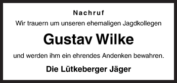 Traueranzeige von Gustav Wilke von Neue Osnabrücker Zeitung GmbH & Co. KG