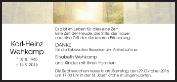 Traueranzeige von Karl-Heinz Wehkamp von Neue Osnabrücker Zeitung GmbH & Co. KG