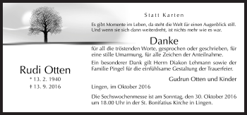 Traueranzeige von Rudi Otten von Neue Osnabrücker Zeitung GmbH & Co. KG