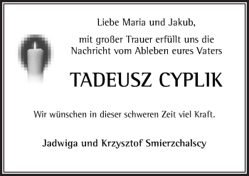 Traueranzeige von Tadeusz Cyplik von Neue Osnabrücker Zeitung GmbH & Co. KG