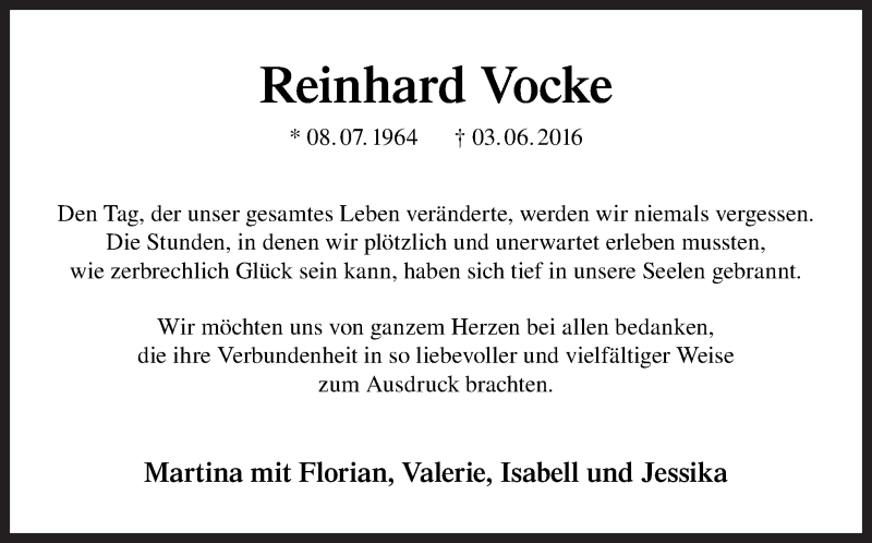  Traueranzeige für Reinhard Vocke vom 12.11.2016 aus Neue Osnabrücker Zeitung GmbH & Co. KG