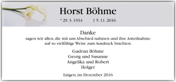Traueranzeige von Horst Böhme von Neue Osnabrücker Zeitung GmbH & Co. KG