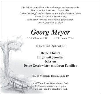 Traueranzeige von Georg Meyer von Neue Osnabrücker Zeitung GmbH & Co. KG