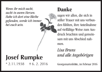 Traueranzeige von Josef Rumpke von Neue Osnabrücker Zeitung GmbH & Co. KG