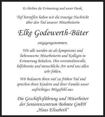 Traueranzeige von Elke Godewerth-Büter von Neue Osnabrücker Zeitung GmbH & Co. KG