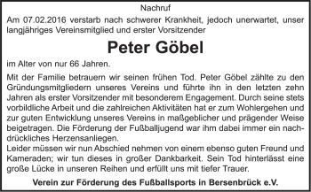 Traueranzeige von Peter Göbel von Neue Osnabrücker Zeitung GmbH & Co. KG