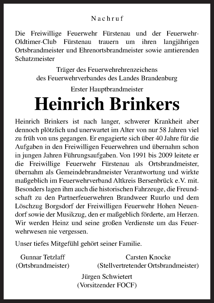  Traueranzeige für Heinrich Brinkers vom 20.02.2016 aus Neue Osnabrücker Zeitung GmbH & Co. KG