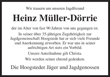 Traueranzeige von Heinz Müller-Dörrie von Neue Osnabrücker Zeitung GmbH & Co. KG