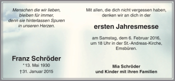 Traueranzeige von Franz Schröder von Neue Osnabrücker Zeitung GmbH & Co. KG