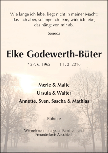 Traueranzeige von Elke Godewerth-Büter von Neue Osnabrücker Zeitung GmbH & Co. KG