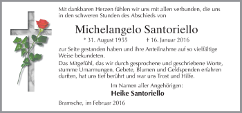 Traueranzeige von Michelangelo  Santoriello von Neue Osnabrücker Zeitung GmbH & Co. KG