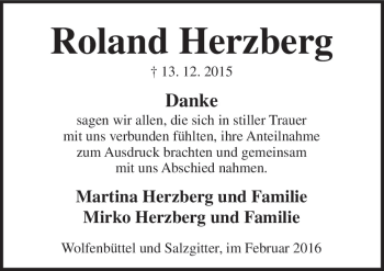 Traueranzeige von Roland Herzberg von Neue Osnabrücker Zeitung GmbH & Co. KG