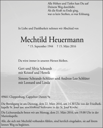 Traueranzeige von Mechtild Heuermann von Neue Osnabrücker Zeitung GmbH & Co. KG