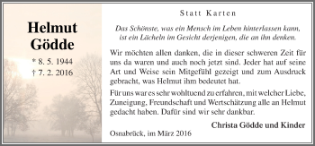 Traueranzeige von Helmut Gödde von Neue Osnabrücker Zeitung GmbH & Co. KG