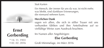 Traueranzeige von Else Gerberding von Neue Osnabrücker Zeitung GmbH & Co. KG