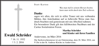 Traueranzeige von Ewald Schröder von Neue Osnabrücker Zeitung GmbH & Co. KG