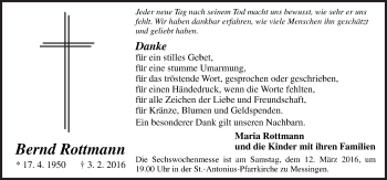 Traueranzeige von Bernd Rottmann von Neue Osnabrücker Zeitung GmbH & Co. KG