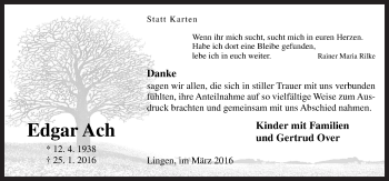 Traueranzeige von Edgar Ach von Neue Osnabrücker Zeitung GmbH & Co. KG