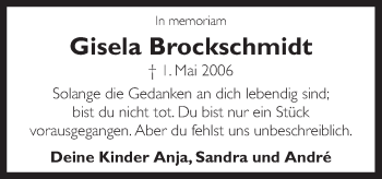 Traueranzeige von Gisela Brockschmidt von Neue Osnabrücker Zeitung GmbH & Co. KG
