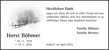 Traueranzeige von Horst Böhmer von Neue Osnabrücker Zeitung GmbH & Co. KG
