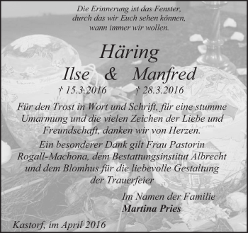 Traueranzeige von Ilse Häring von Neue Osnabrücker Zeitung GmbH & Co. KG