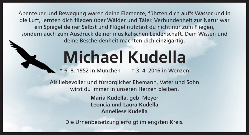  Traueranzeige für Michael Kudella vom 08.04.2016 aus Neue Osnabrücker Zeitung GmbH & Co. KG